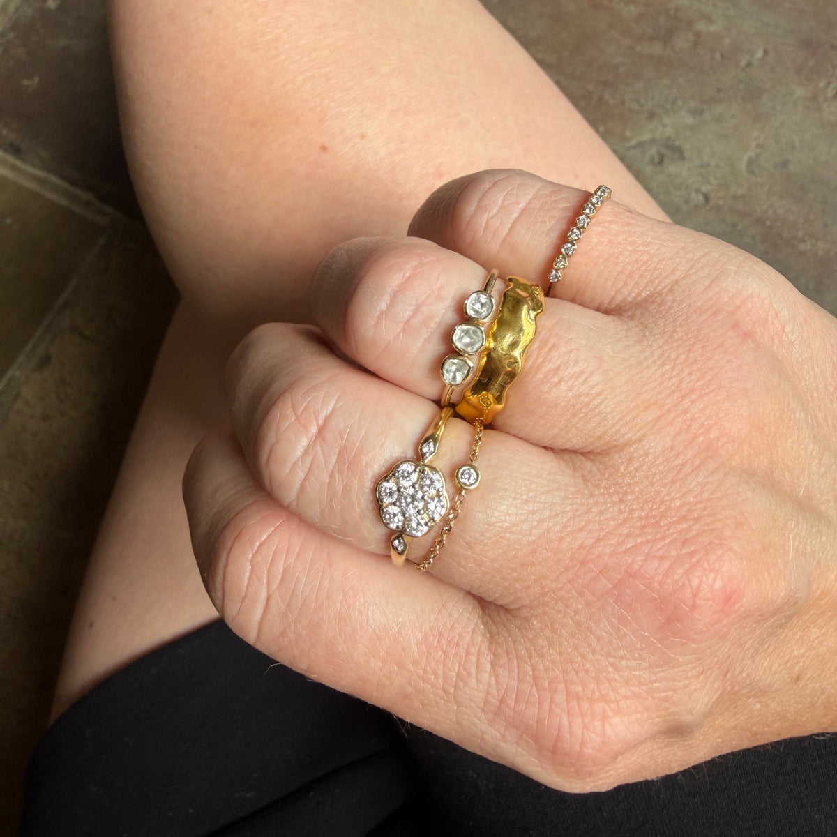 Polki Diamond Trilogy Ring