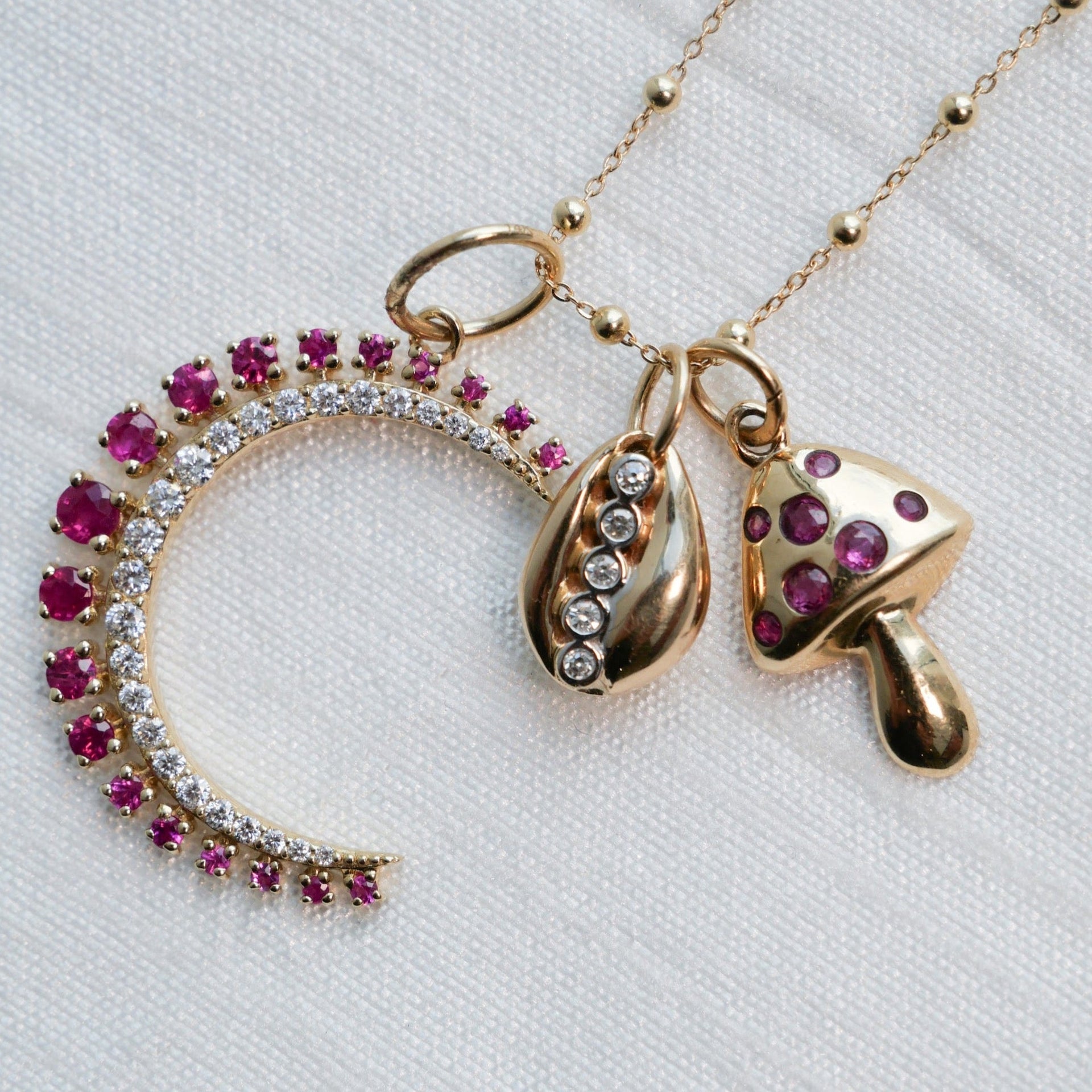 Gold Diamond Bezel Shell Charm Pendant