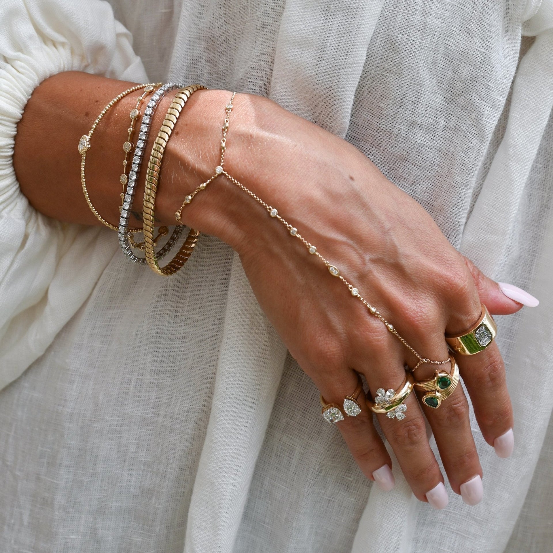 Gold Diamond Double Lotus Ring