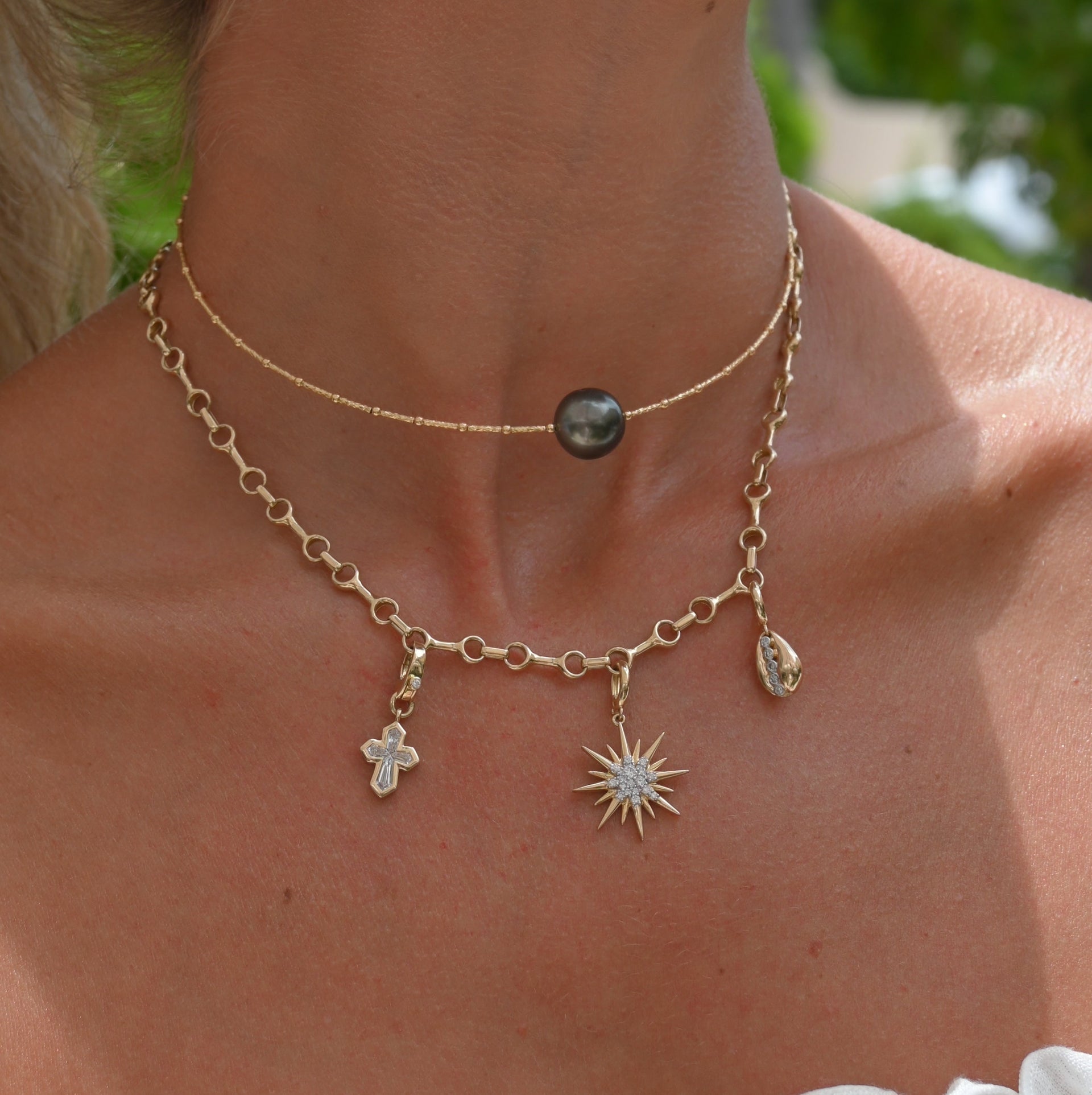 Gold Diamond Cross Bezel Pendant