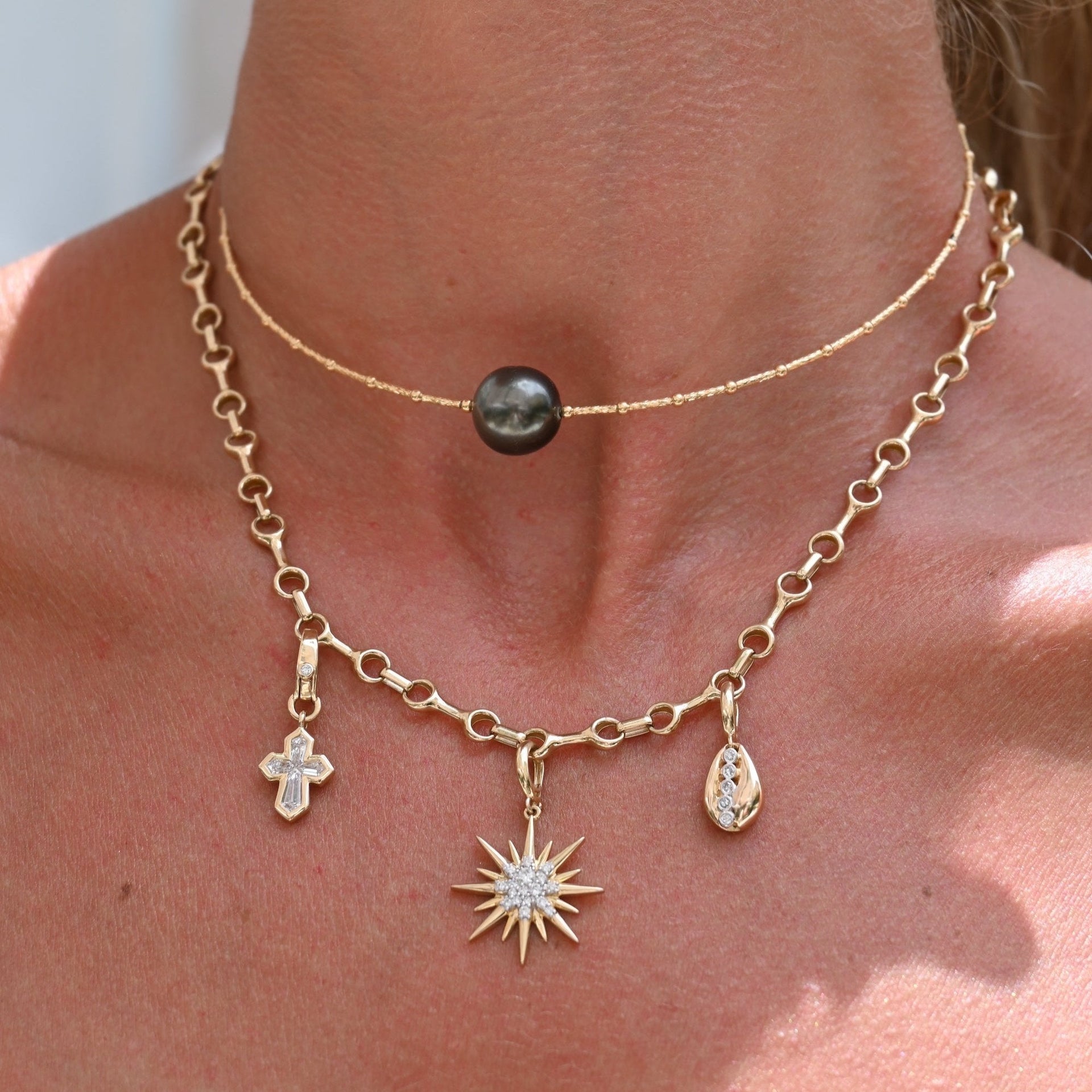 Gold Diamond Starburst Pendant