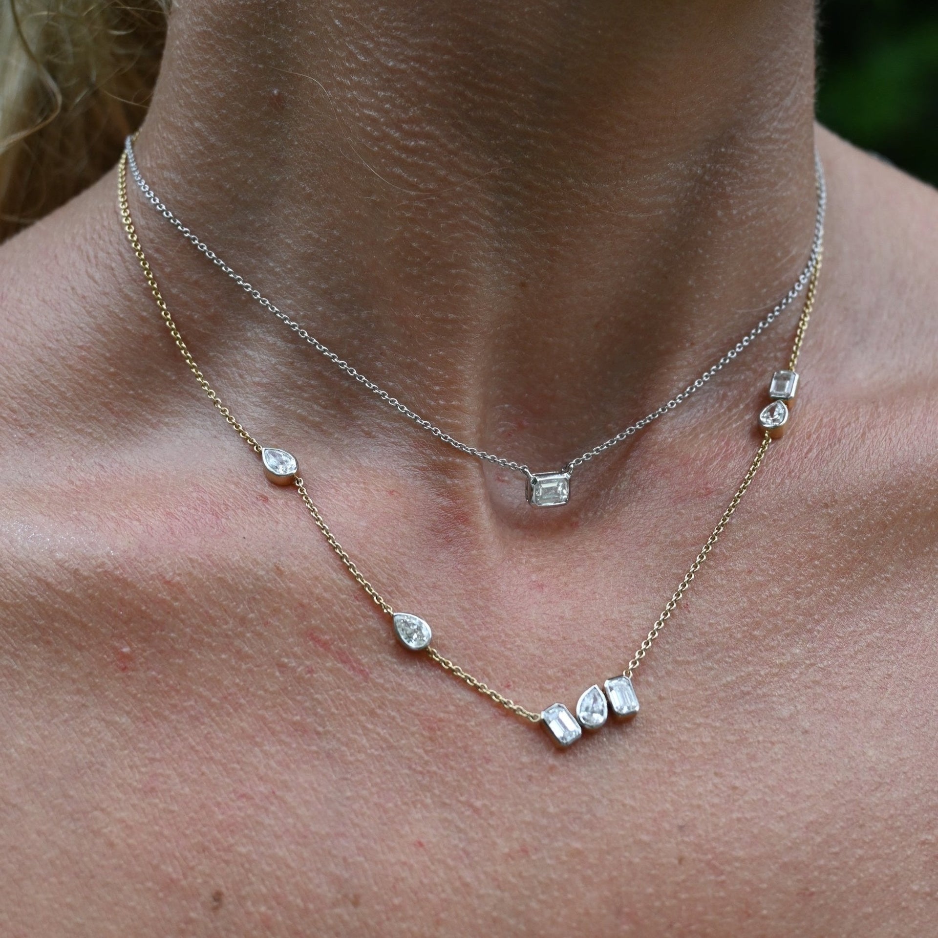 Gold Lab Grown Diamond Multi Shape Necklace