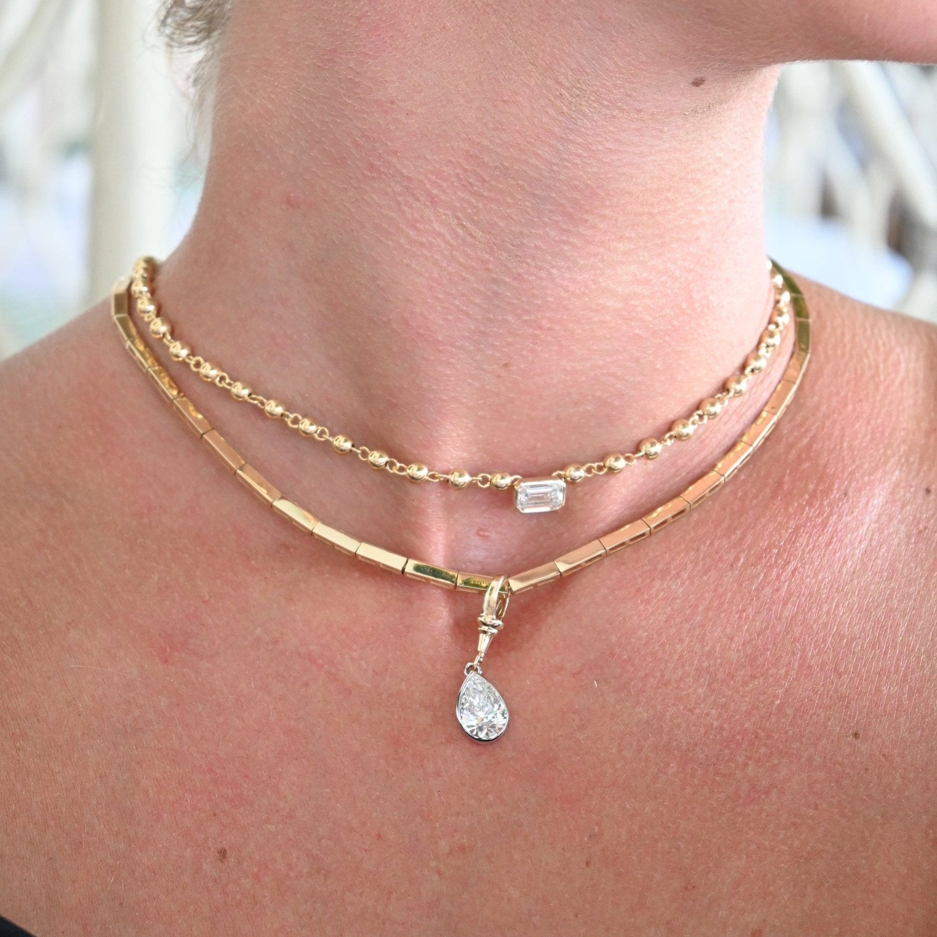 Gold Lab Grown Pear Diamond Pendant