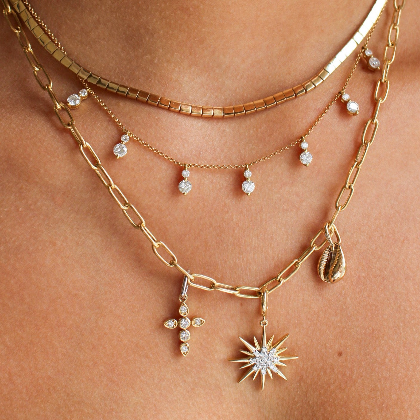 Gold Diamond Bezel Cross Pendant