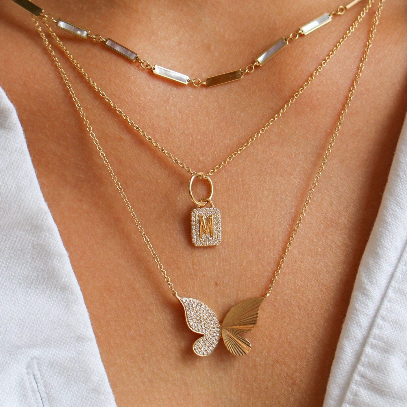 Gold Pave Diamond Mini Initial Charm