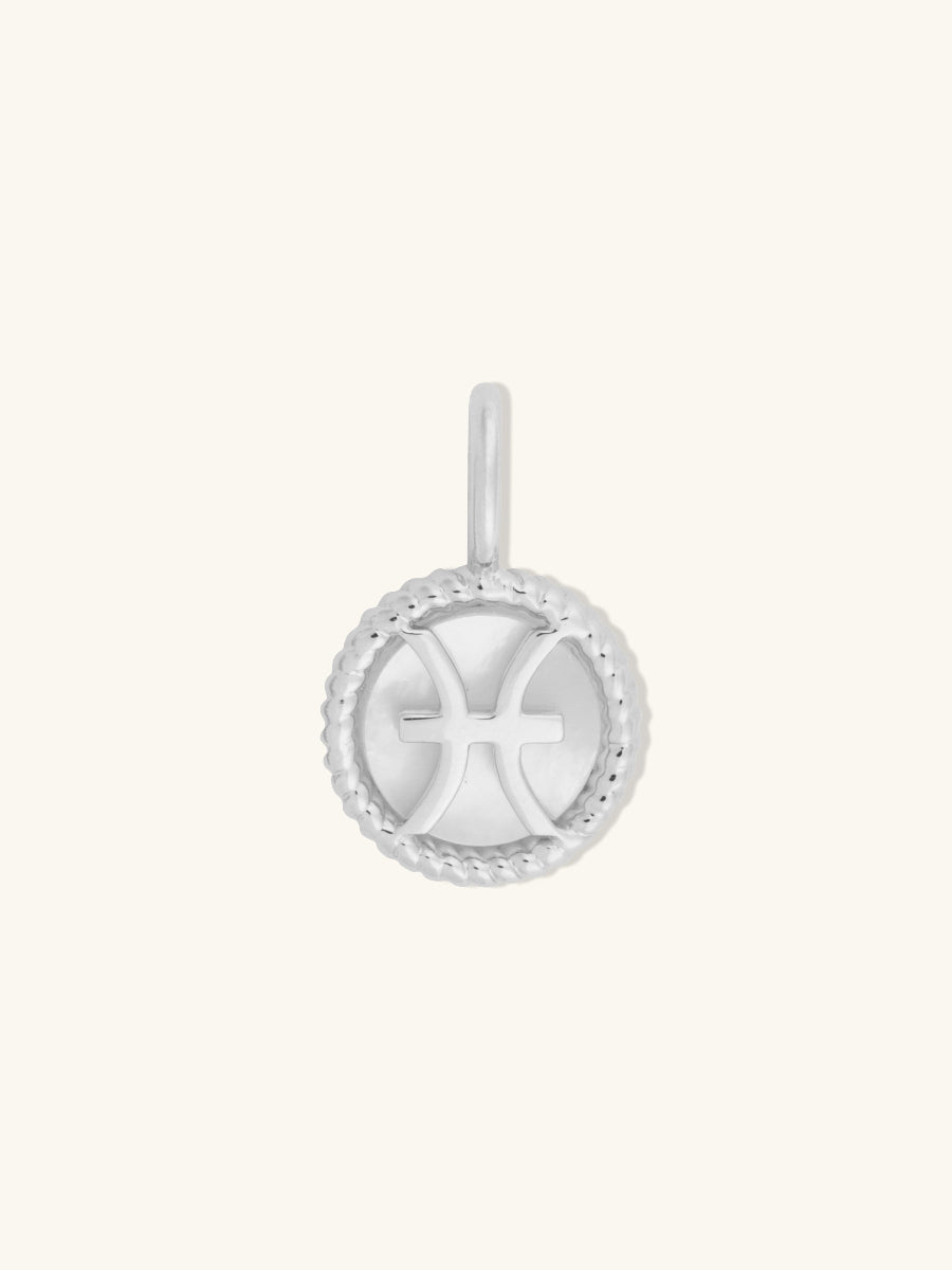 Pisces Zodiac Mother of Pearl 925 Sterling Silver Pendant