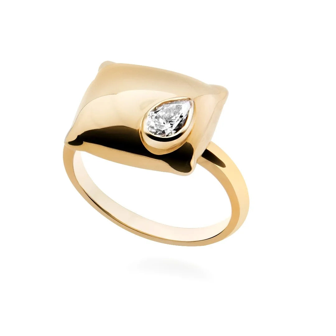 "I DO" Pear Ring