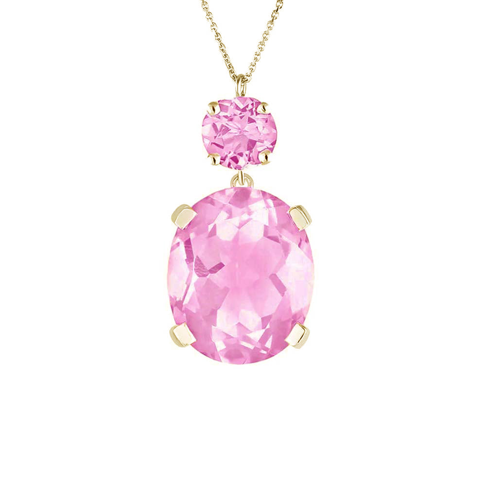 Yellow Gold Pink Topaz Drop Necklace