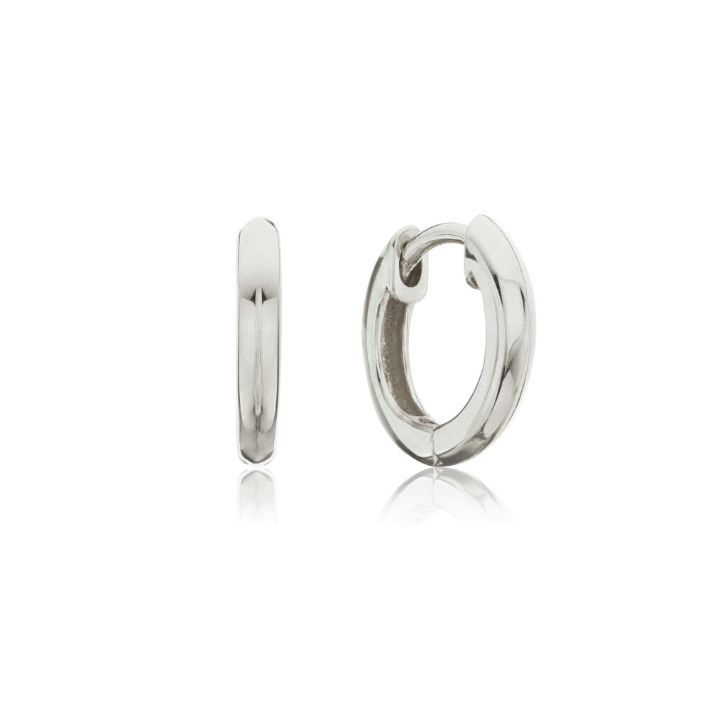 Silver Small Rounded Plain Huggie Hoop Earrings