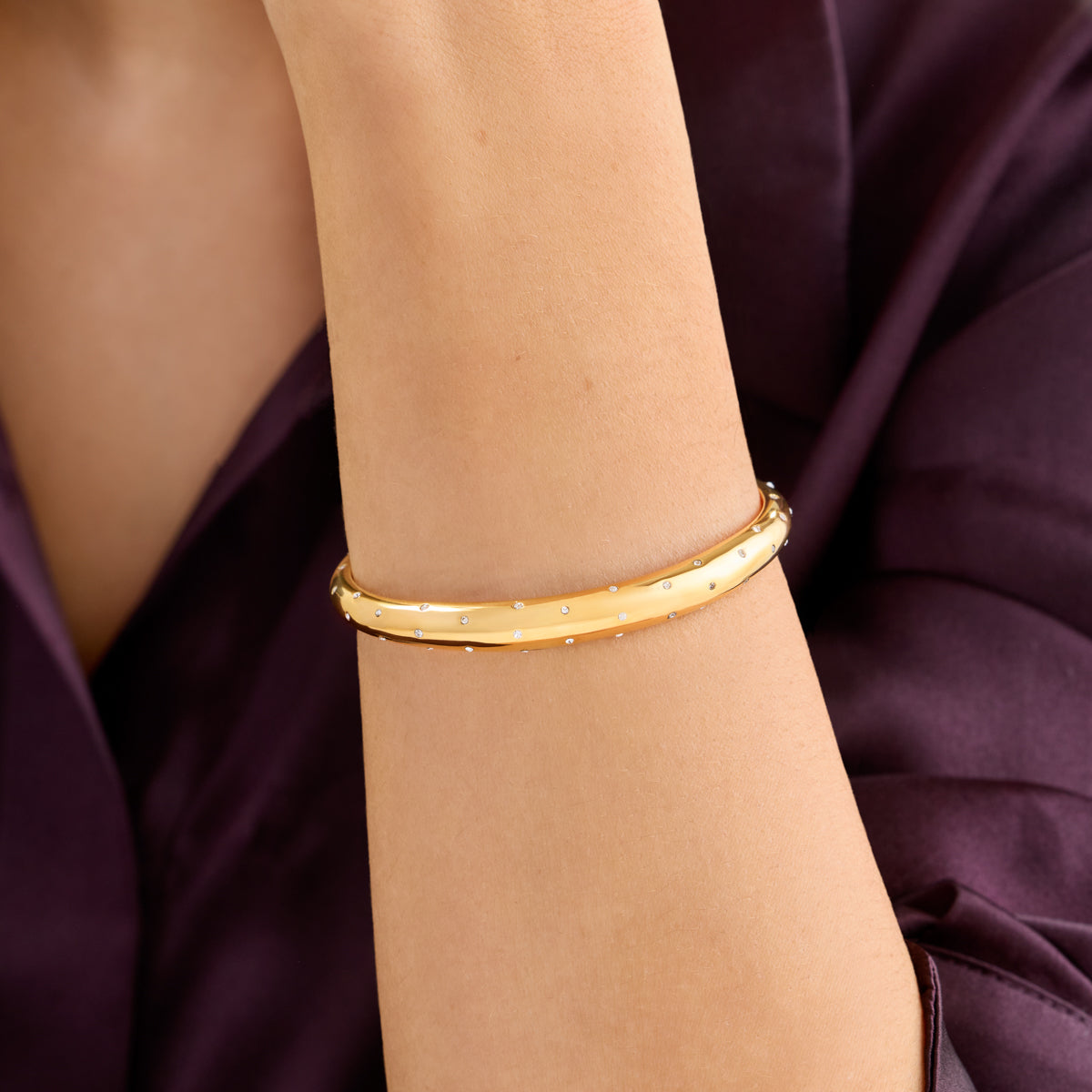 Polka Dot Crystal Bangle (Gold)
