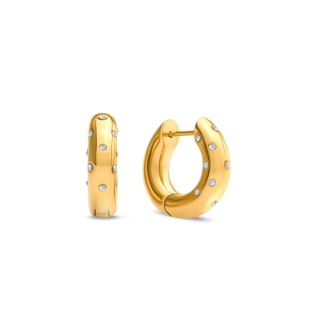Polka Dot Crystal Hoop Earrings (Gold)