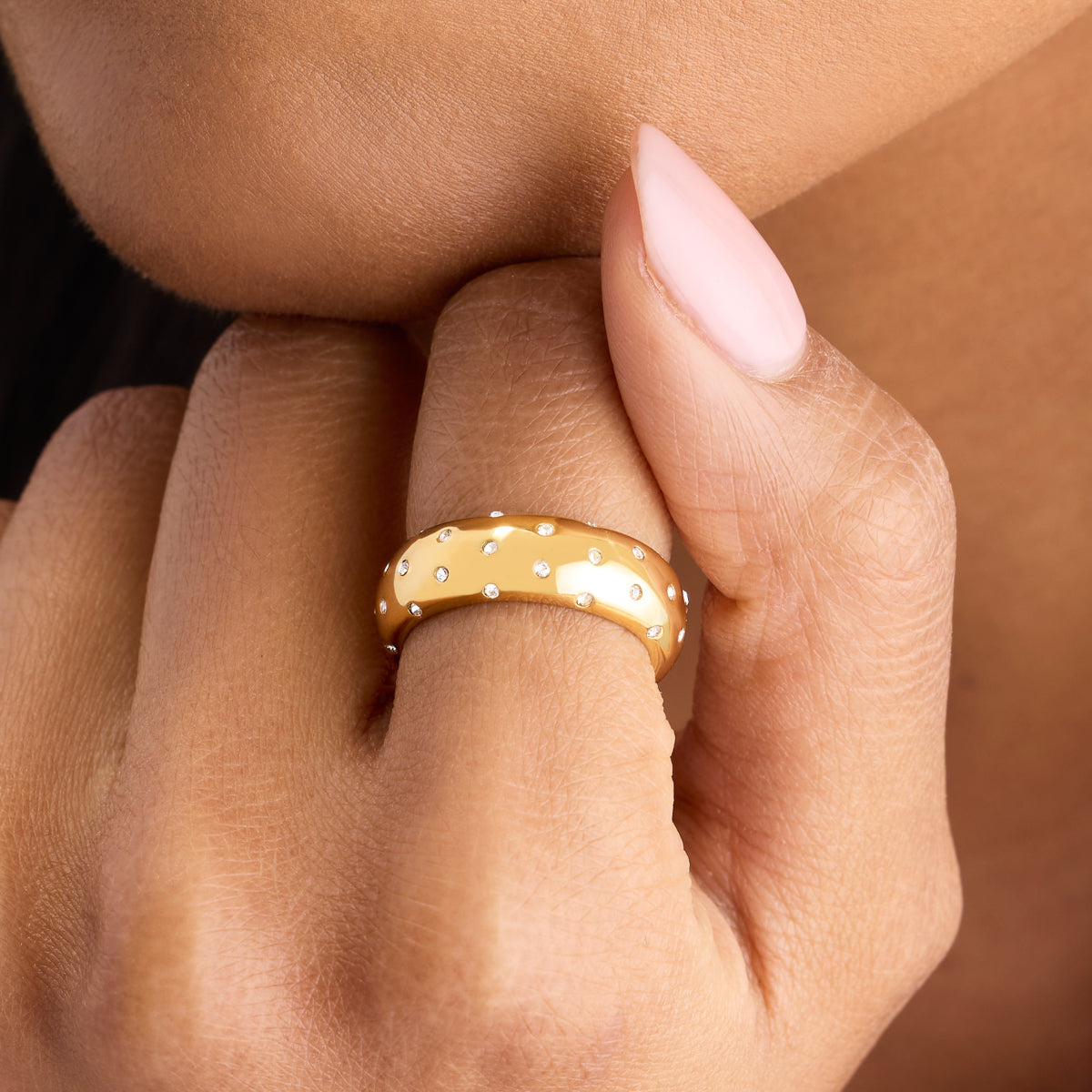 Polka Dot Crystal Ring (Gold)