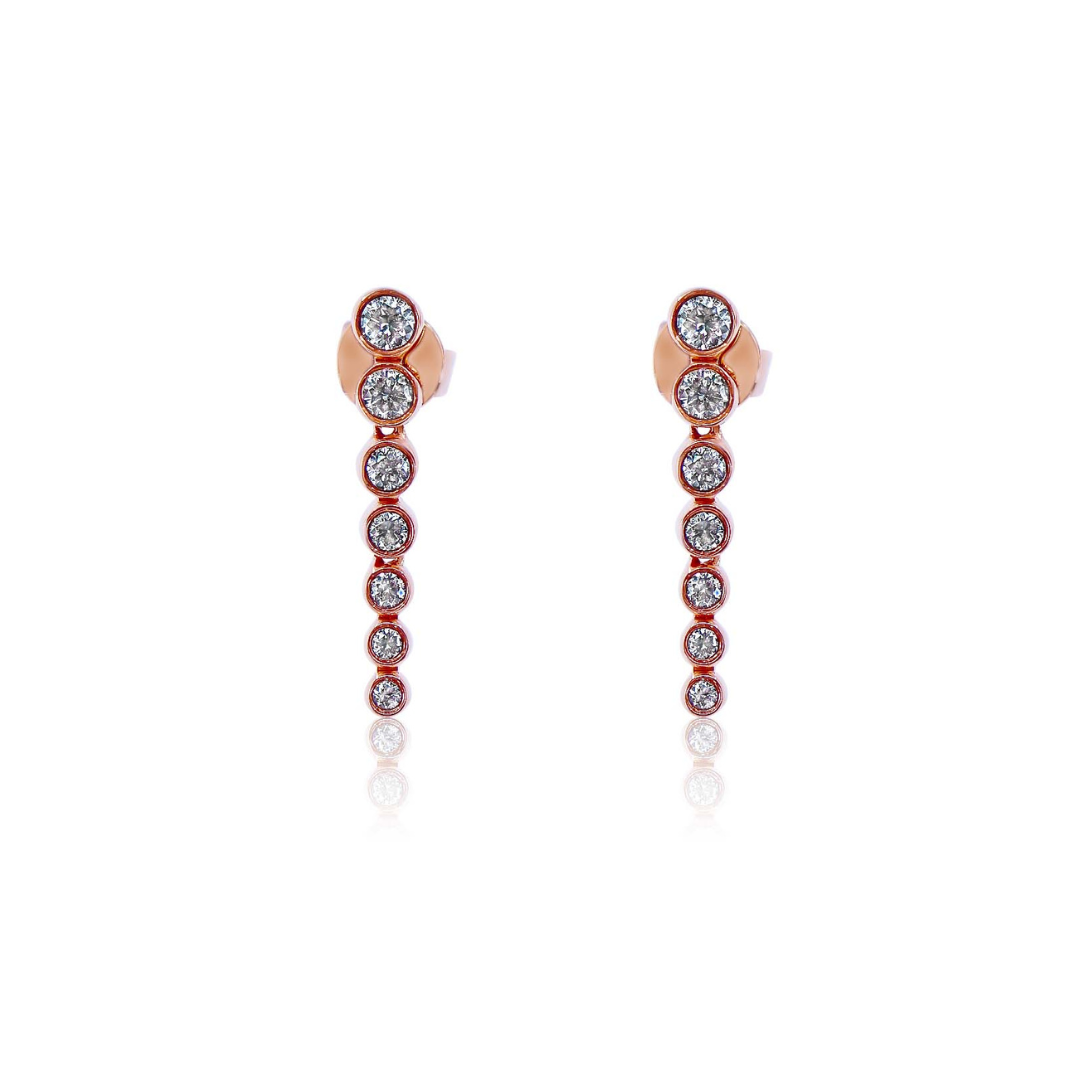 Gold Multi Bezel Diamond Drop Earring