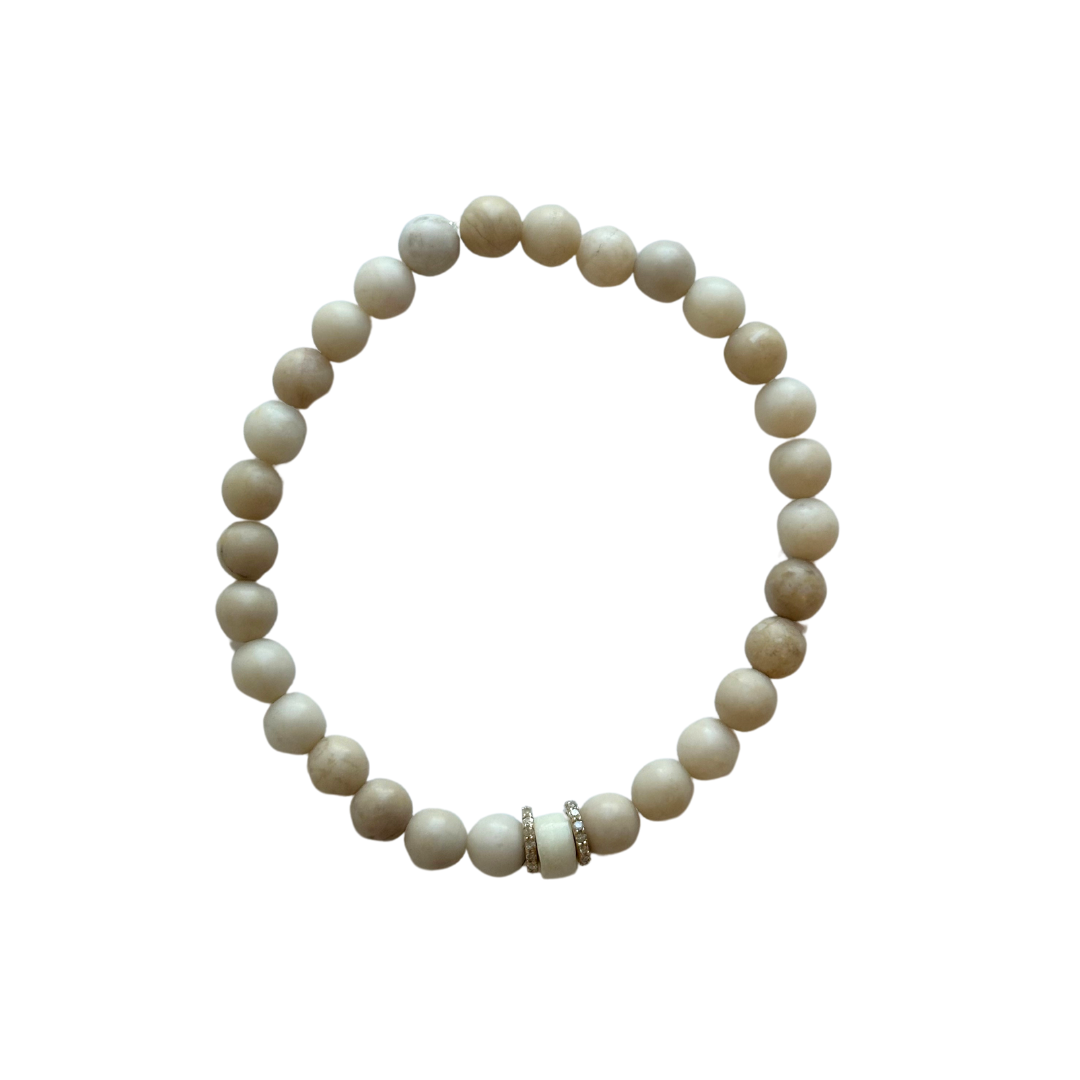 Gold Double Diamond Bone Beaded Bracelet