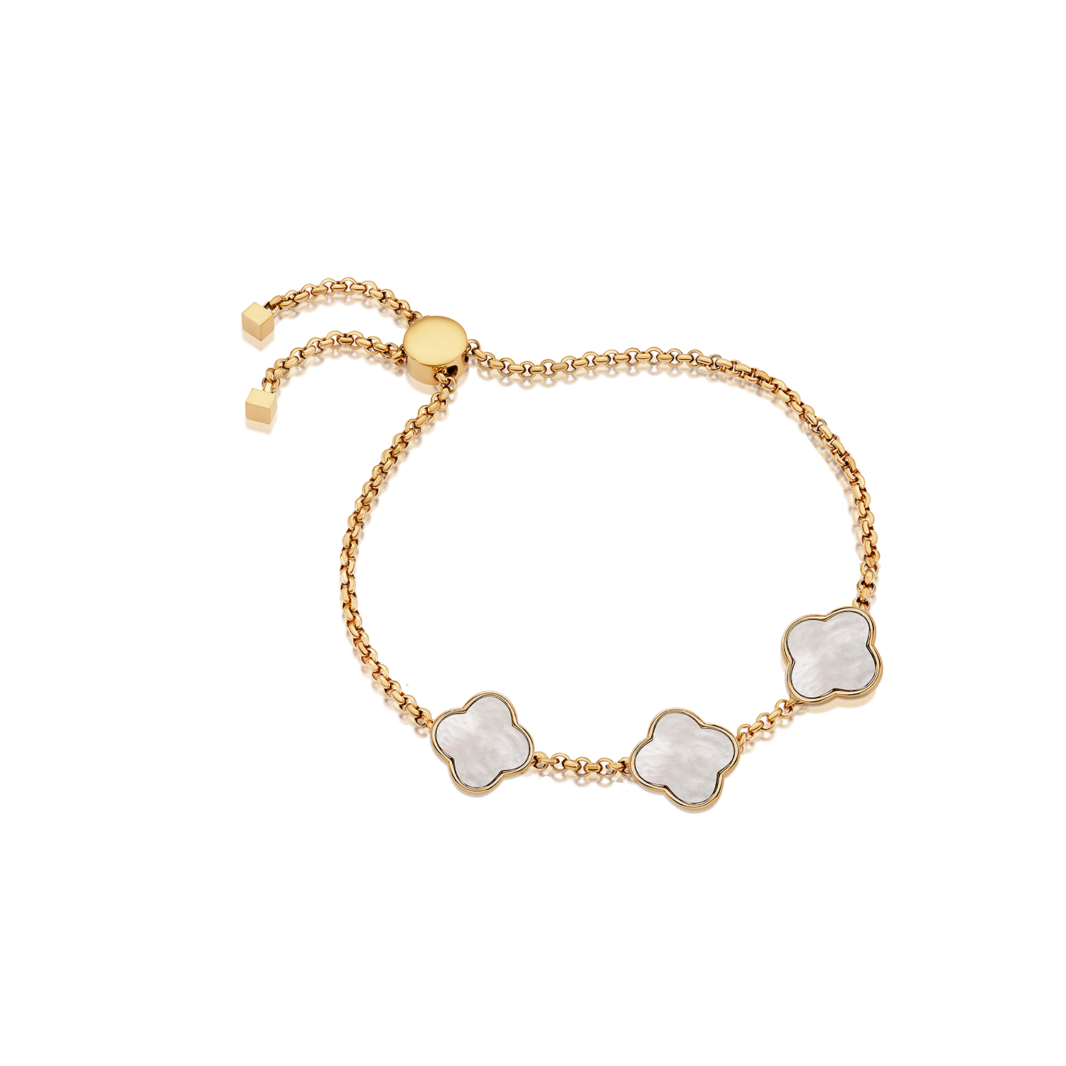 Pearl Clover Custom Name Bracelet (Gold)