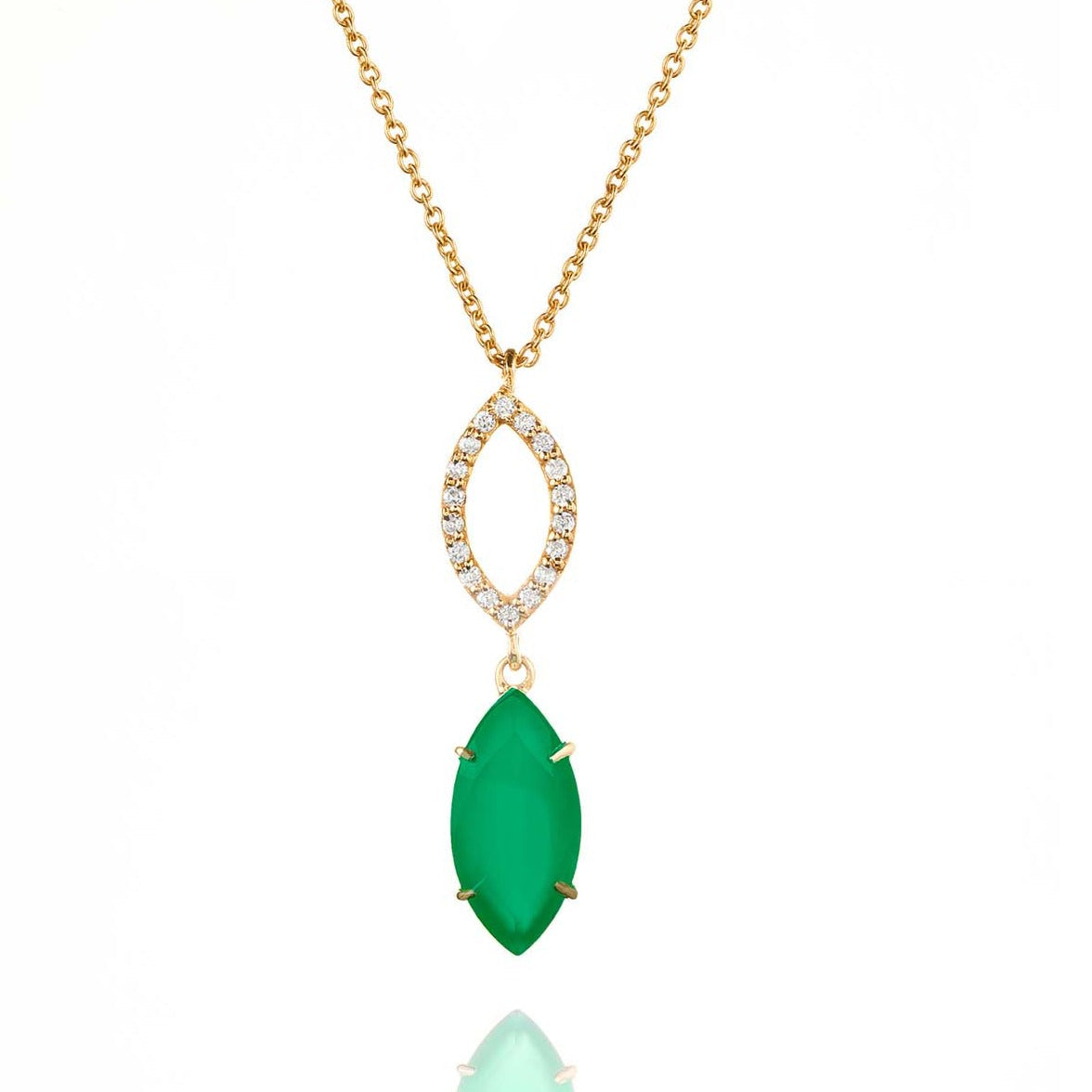 Marquise Cut Agate & Diamond Necklace