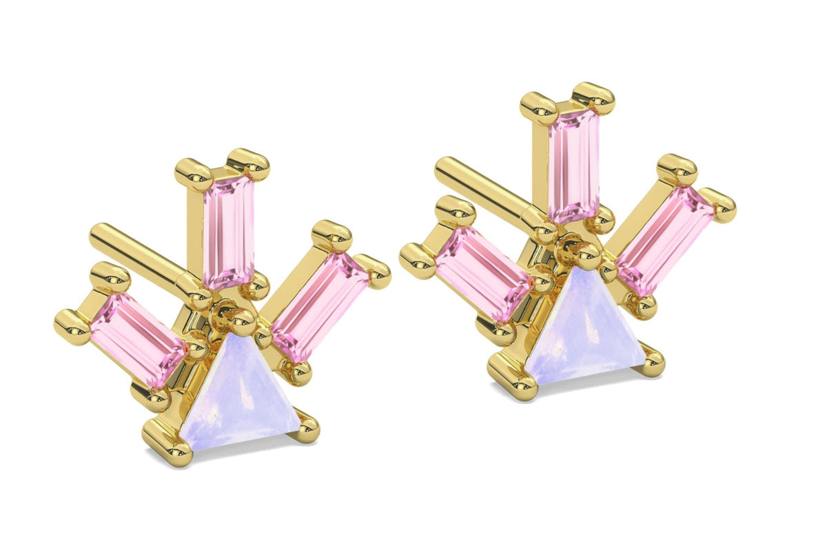 PYRAMID RAY OPAL AND TOURMALINE EARRINGS