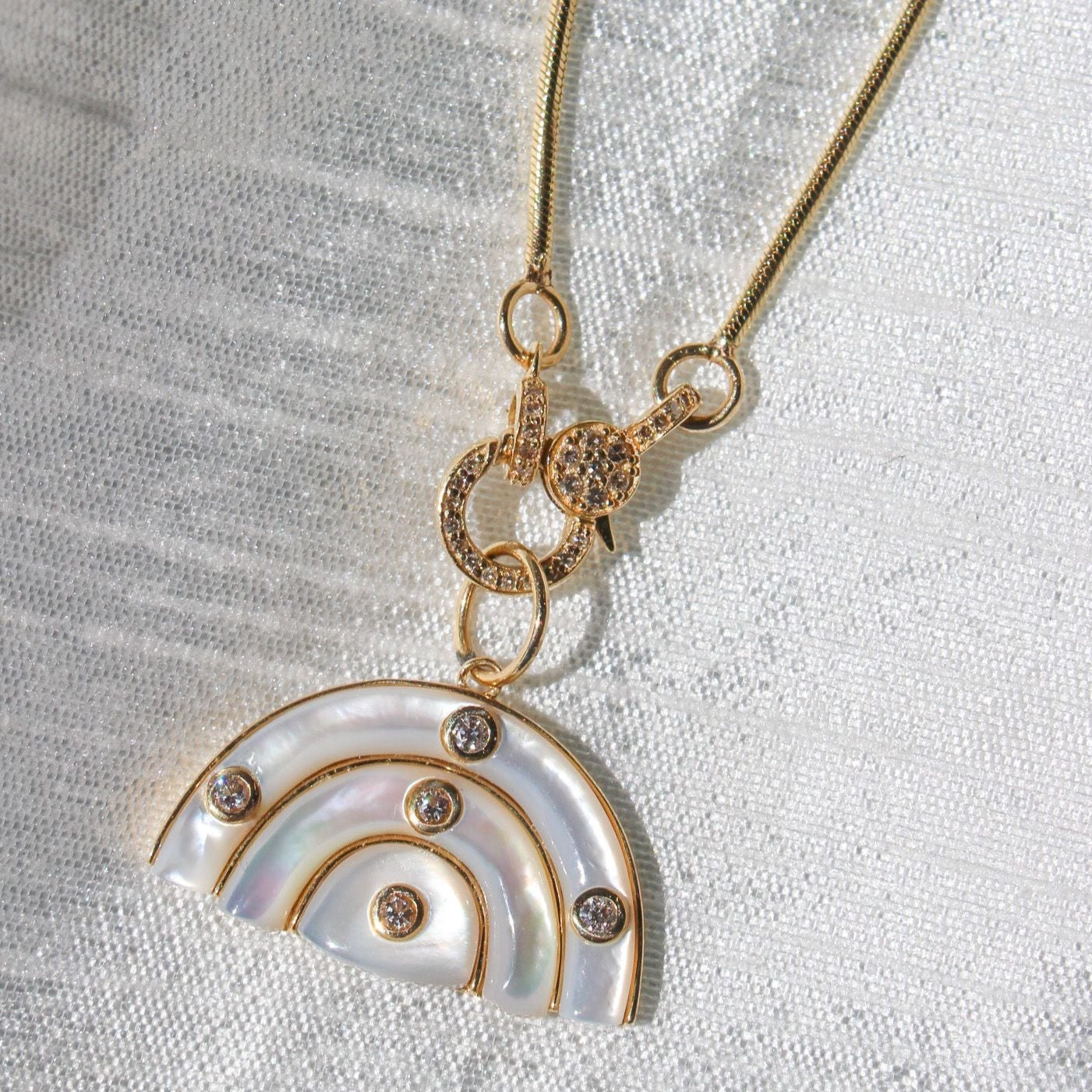 Gold Diamond Mother of Pearl Cloud Pendant