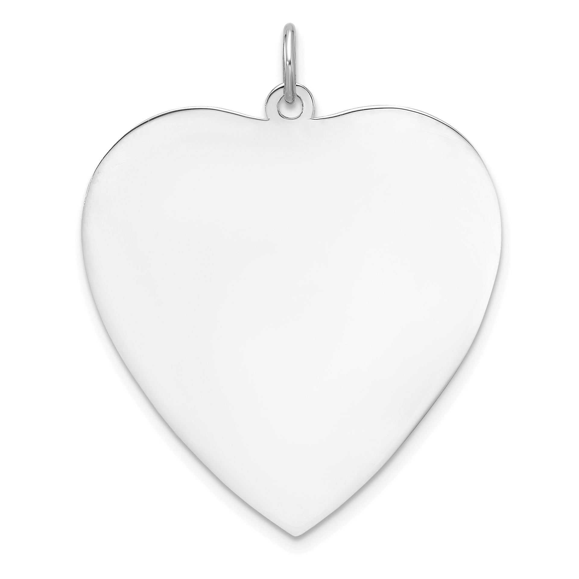 Sterling Silver Engravable Heart Polished Front Satin Back Disc Charm