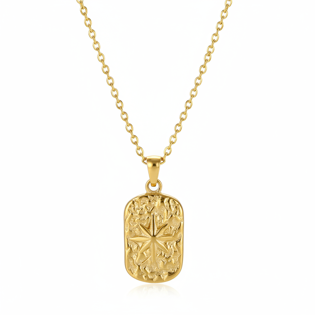 18K Gold-Plated Star Card Pendant Necklace
