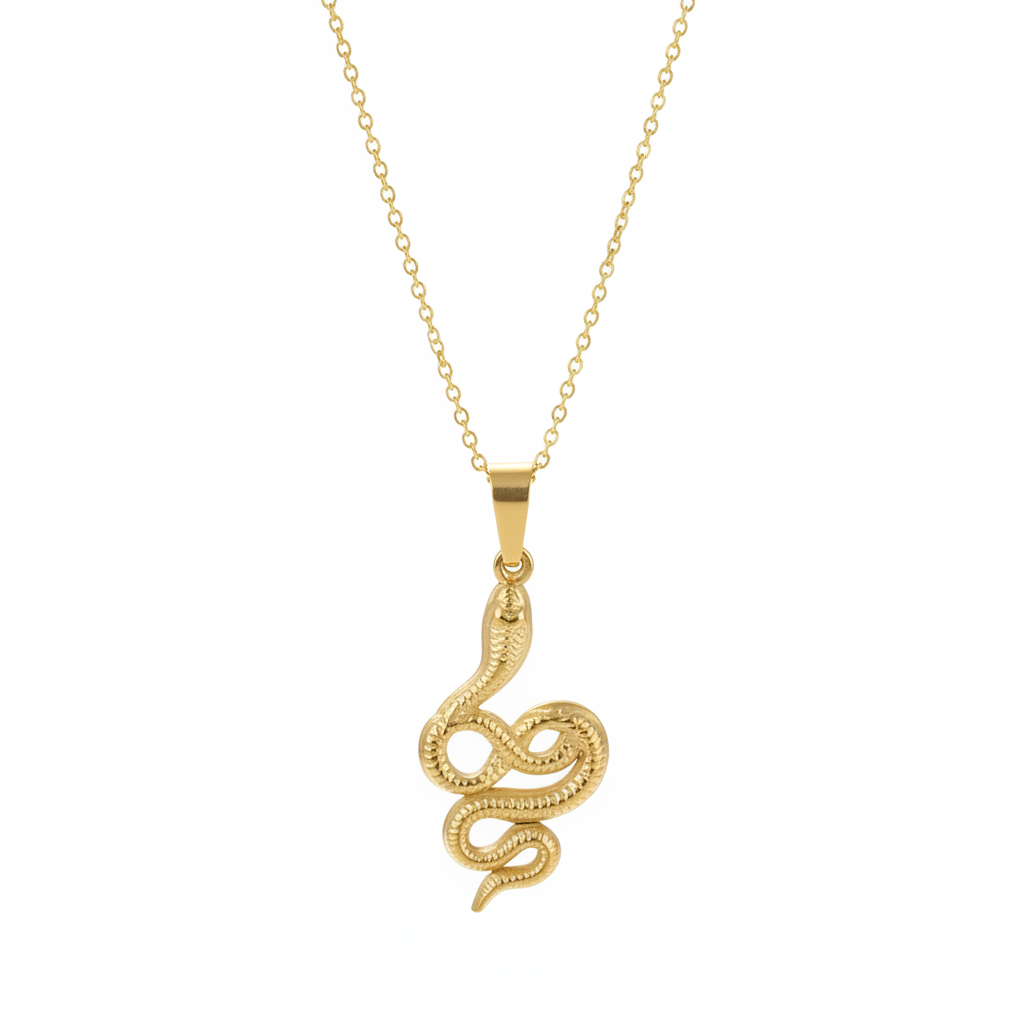 18K Gold-Plated Snake Pendant Necklace