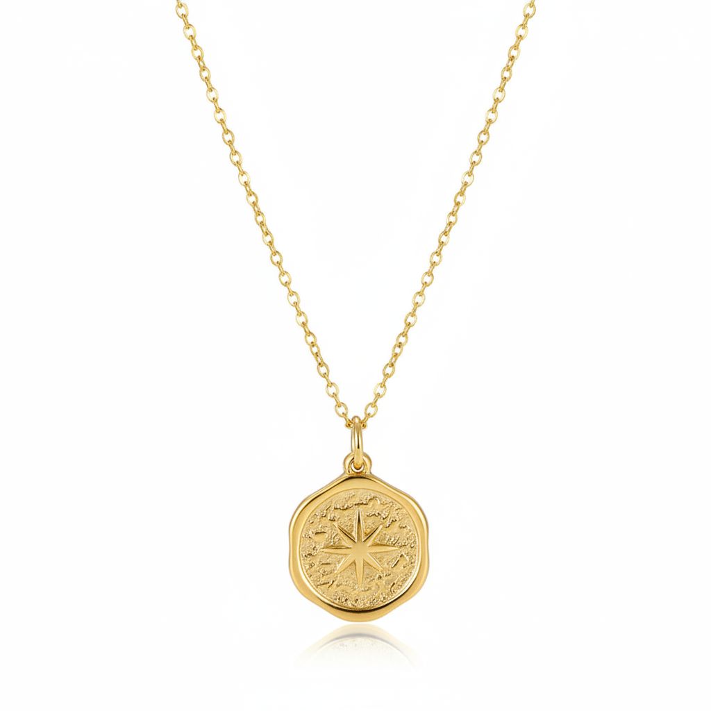 18K Gold-Plated Star Coin Pendant Necklace