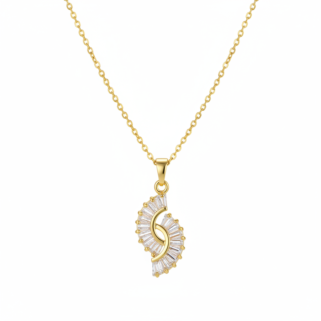 Crystal & 18K Gold-Plated Botanical Pendant Necklace