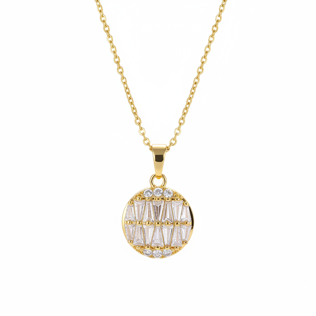 Crystal & 18K Gold-Plated Triangle-Cut Round Pendant Necklace