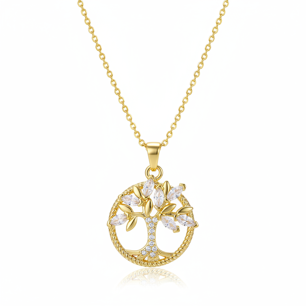 Crystal & Cubic Zirconia 18K Gold-Plated Tree Pendant Necklace