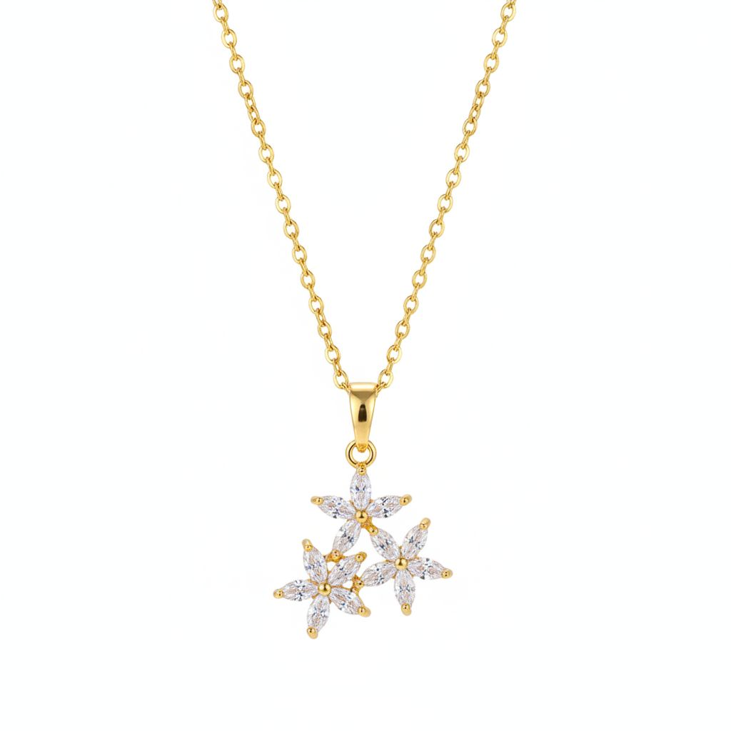 Marquise Crystal & 18K Gold-Plated Floral Pendant Necklace