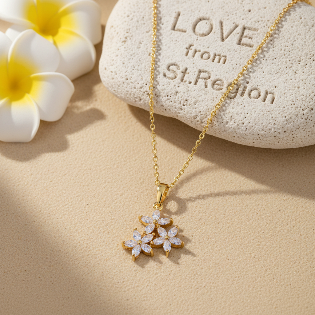 Marquise Crystal & 18K Gold-Plated Floral Pendant Necklace