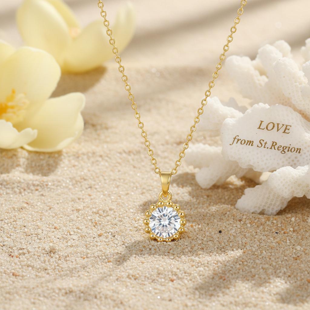 Crystal & 18K Gold-Plated Round Bead Pendant Necklace