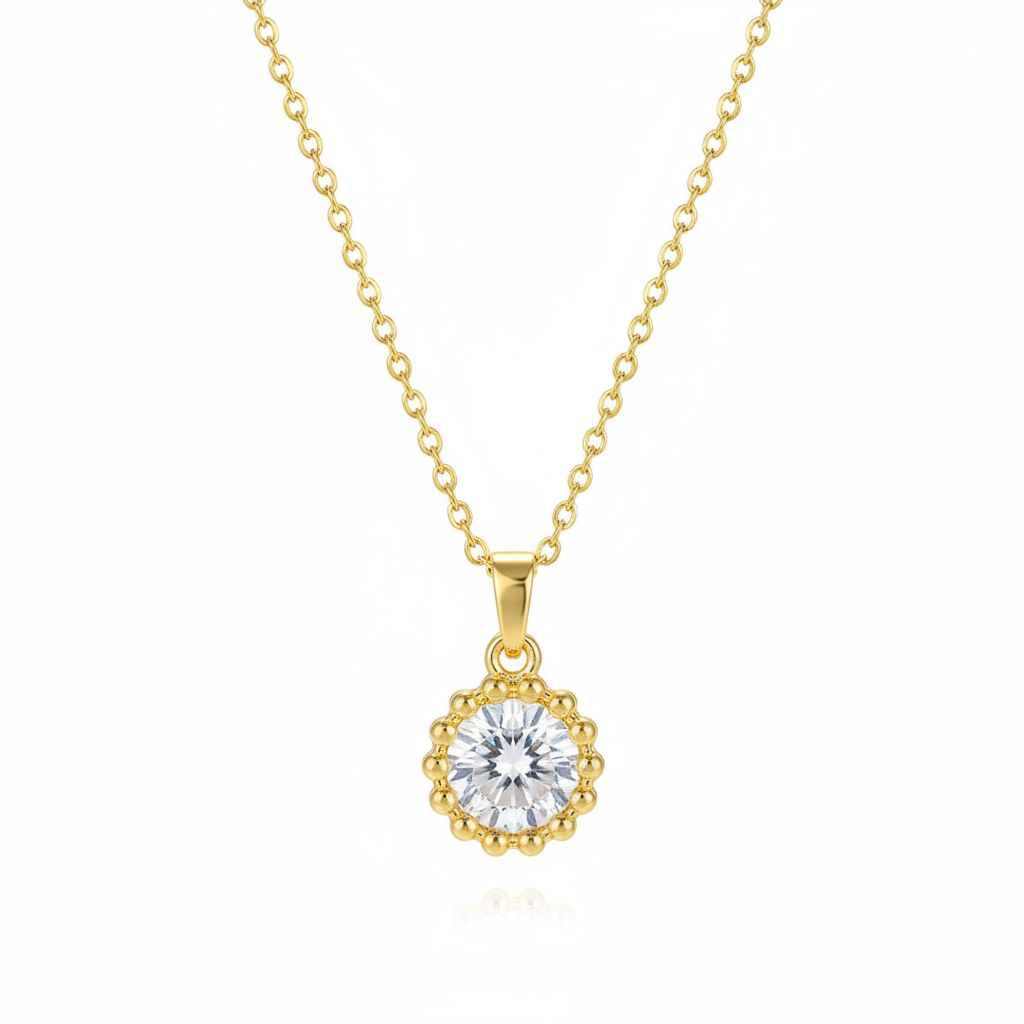 Crystal & 18K Gold-Plated Round Bead Pendant Necklace