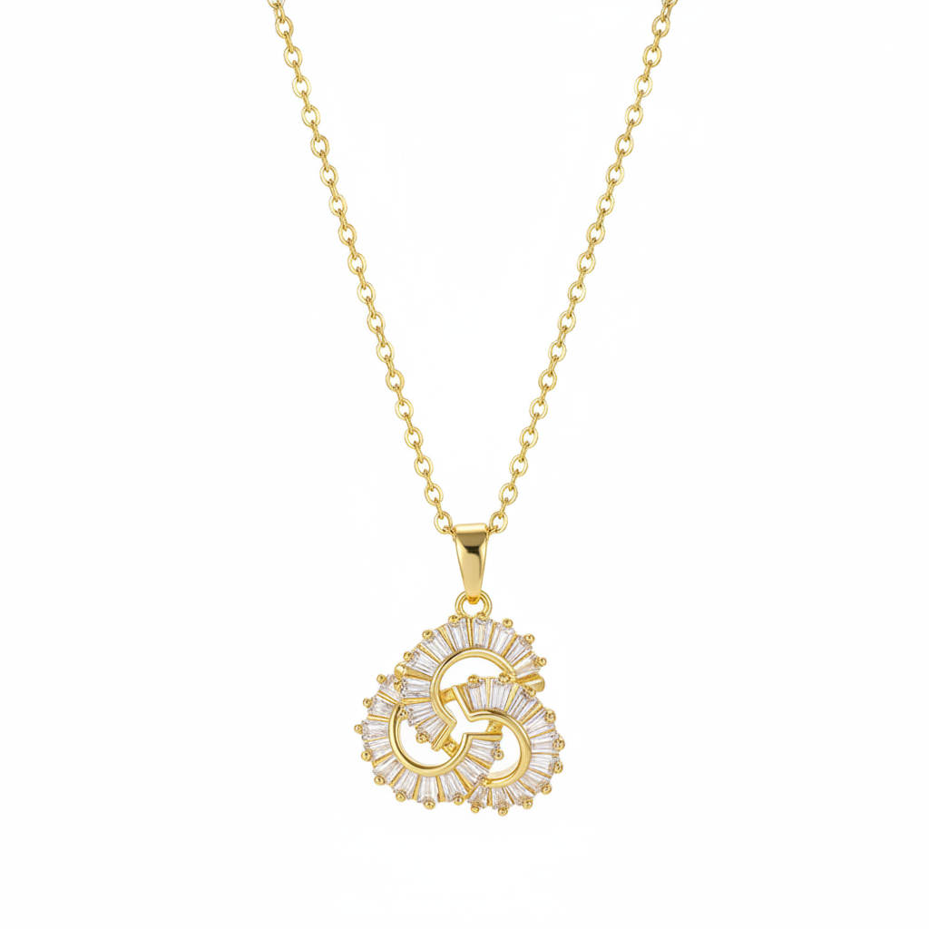 Crystal & 18K Gold-Plated Interlocked Swirl Pendant Necklace