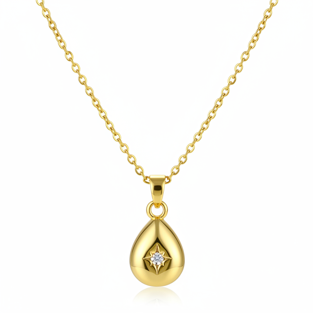 Cubic Zirconia & 18K Gold-Plated Drop Pendant Necklace