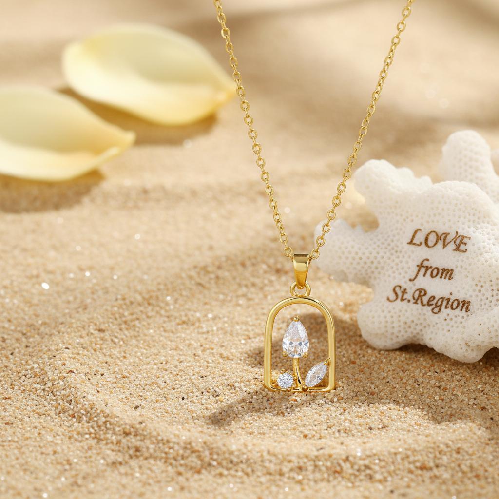 Crystal & 18K Gold-Plated Vase Pendant Necklace