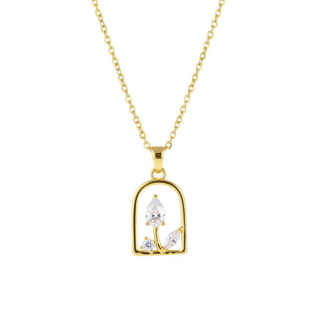 Crystal & 18K Gold-Plated Vase Pendant Necklace