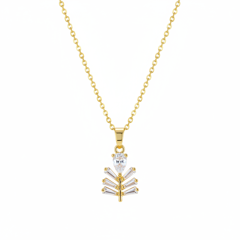 Crystal & 18K Gold-Plated Branch Pendant Necklace
