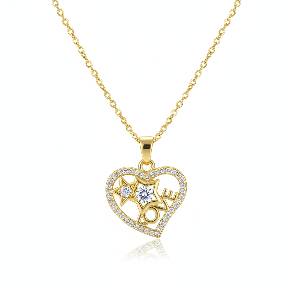 Crystal & Cubic Zirconia 18K Gold-Plated 'Love' Heart Pendant Necklace
