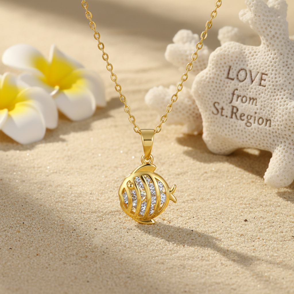 Crystal & 18K Gold-Plated Fish Pendant Necklace