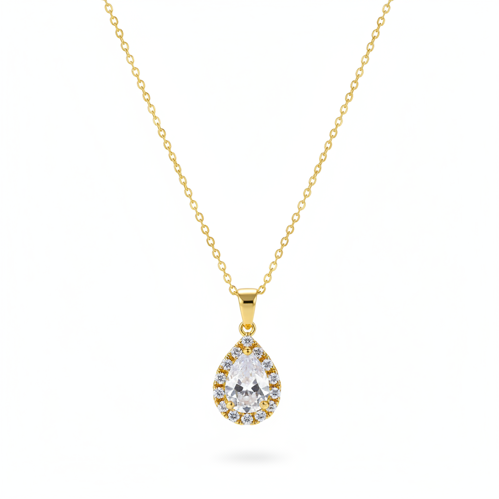 Crystal & Cubic Zirconia 18K Gold-Plated Teardrop Pendant Necklace