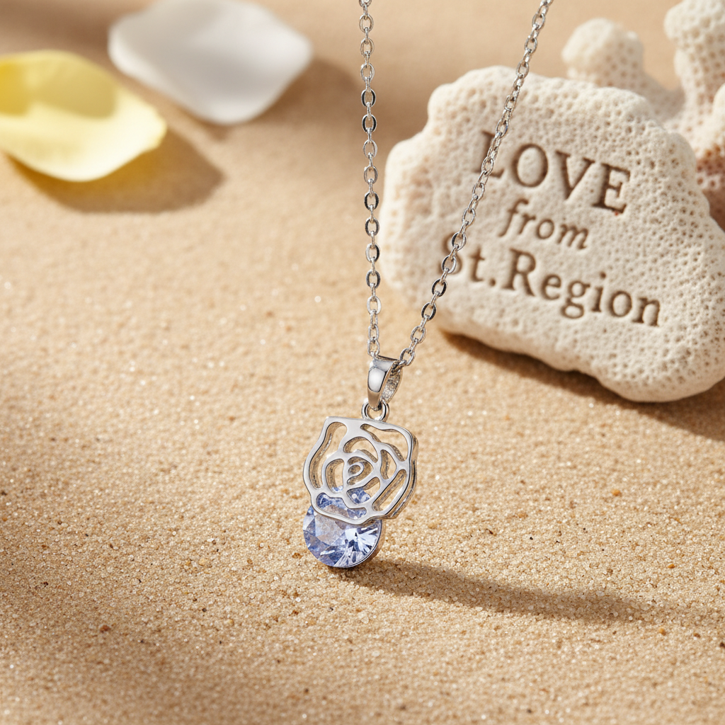 Crystal & Silver-Plated Rose Pendant Necklace