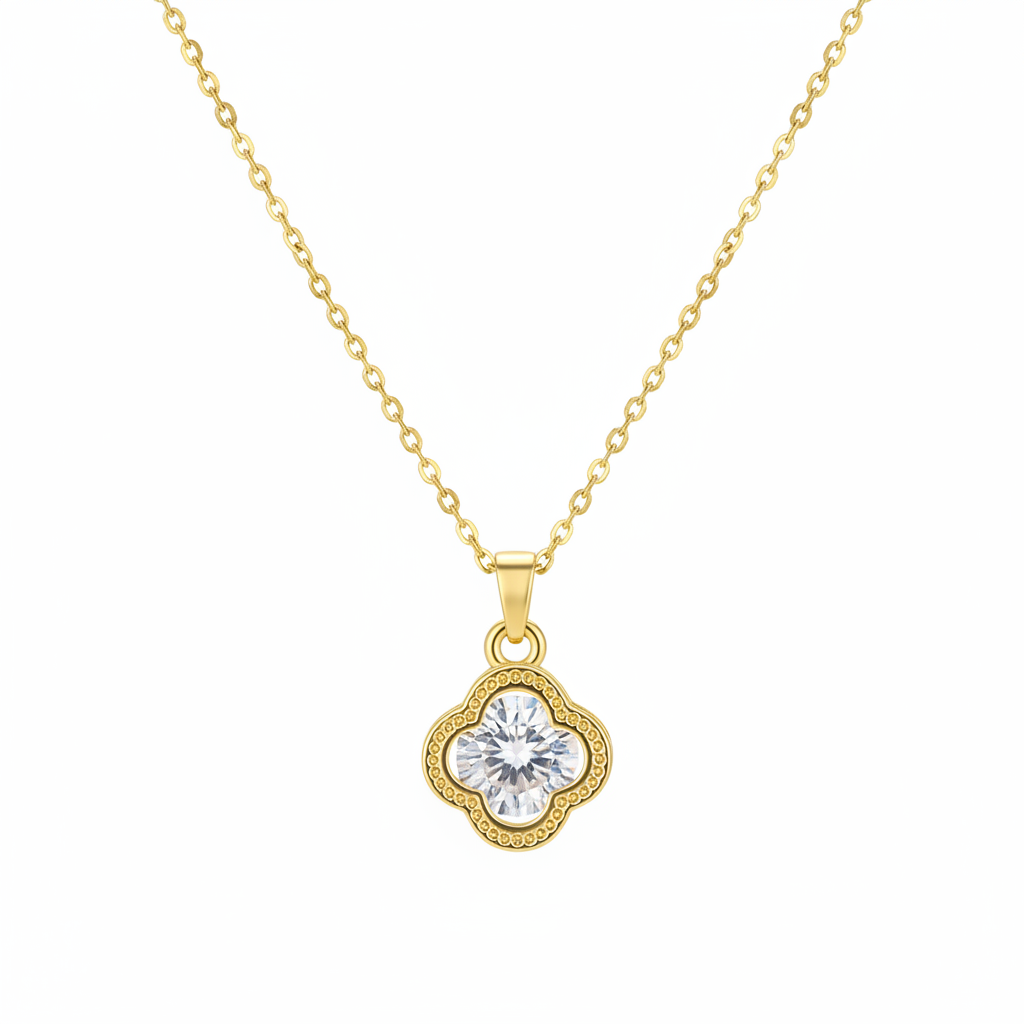 Crystal & 18K Gold-Plated Clover Pendant Necklace