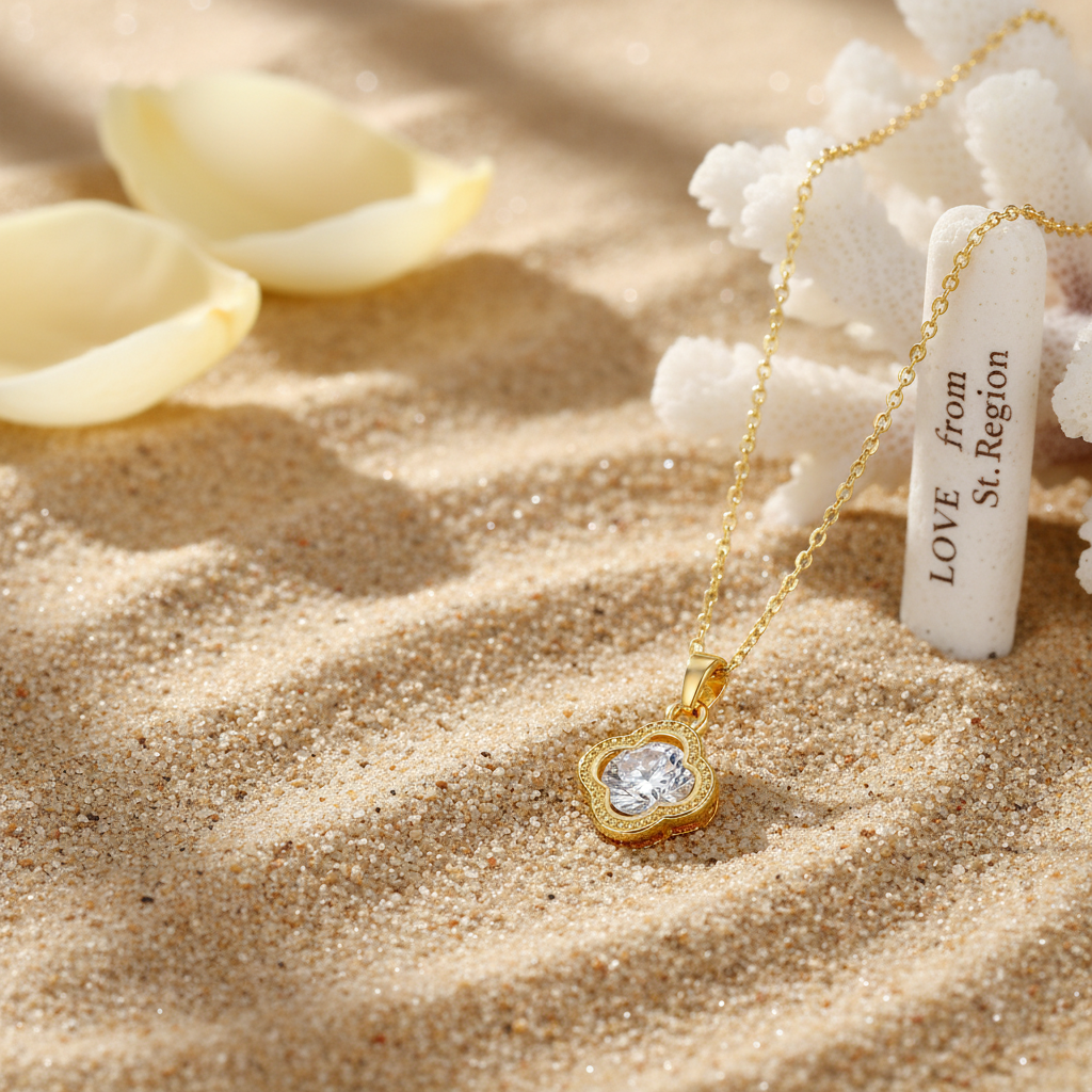 Crystal & 18K Gold-Plated Clover Pendant Necklace