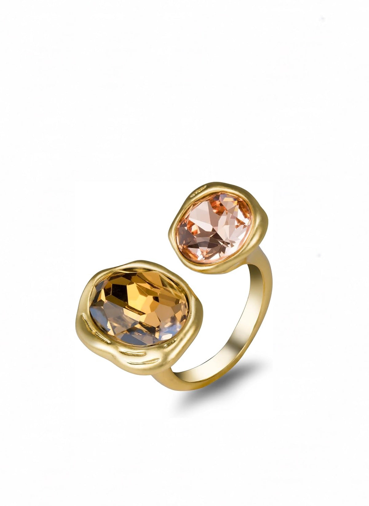18K Gold Dual Gemstone Bypass Ring