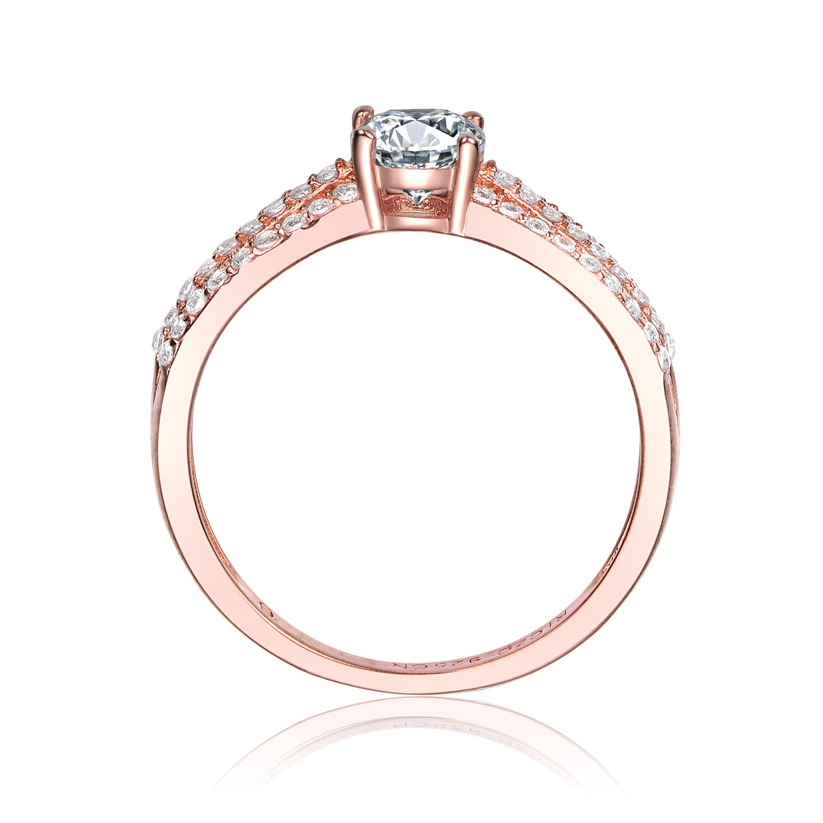 Noelle Triple Band Rose Gold Solitaire Ring