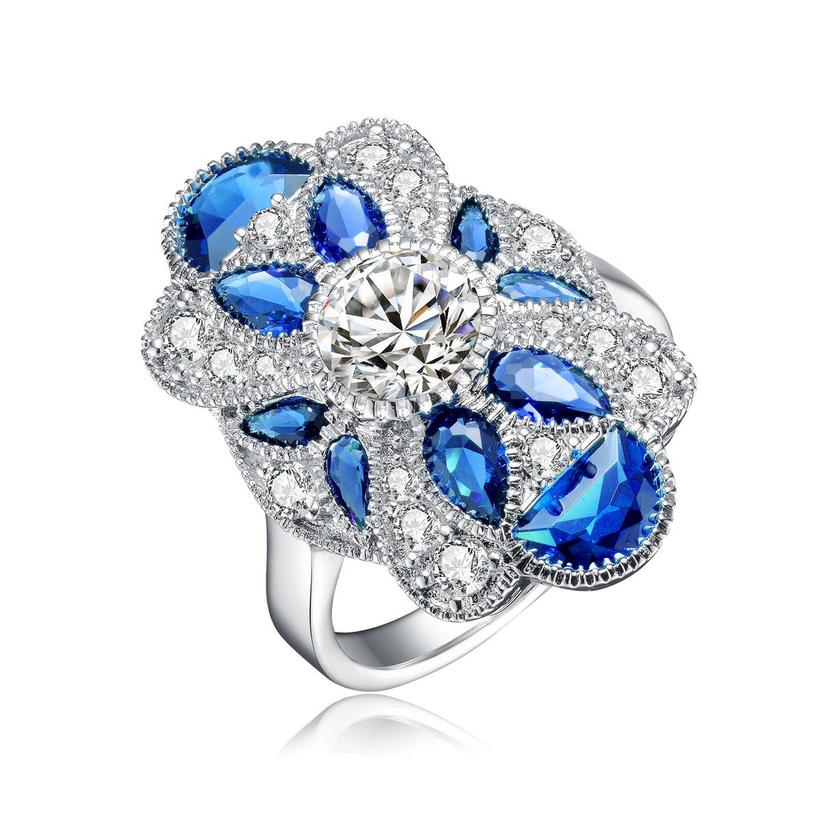 Renée Emerald Floral Cocktail Ring