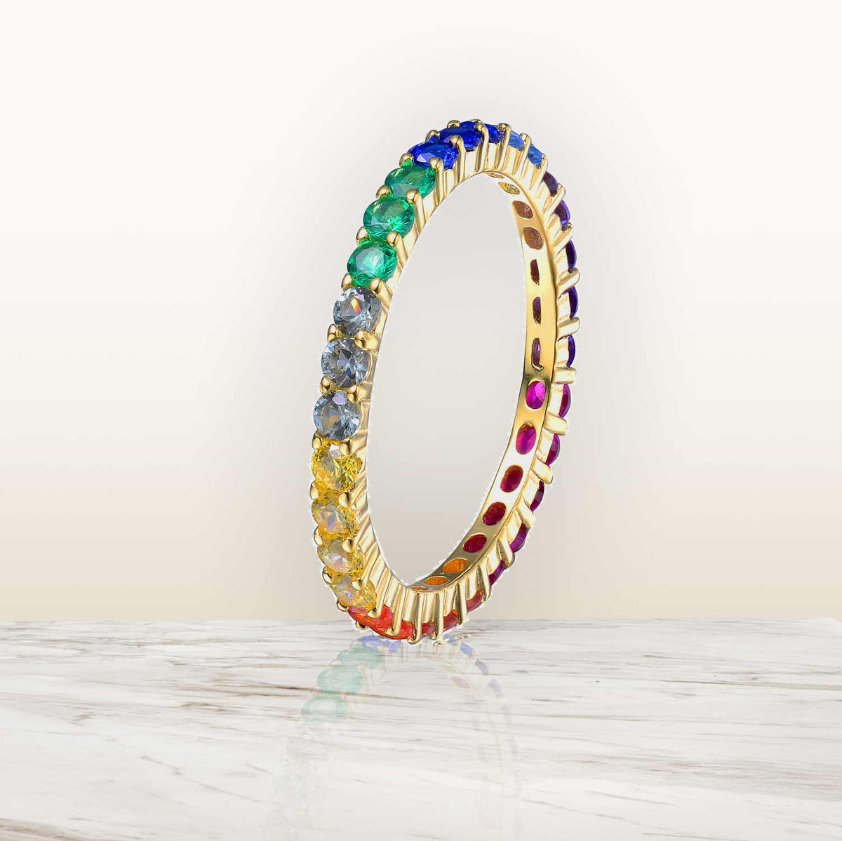 Arc-en-Ciel Eternity Rainbow Golden Ring