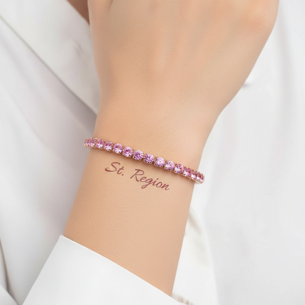 Pink Cubic Zirconia & 18K Rose Gold-Plated Adjustable Link Bracelet