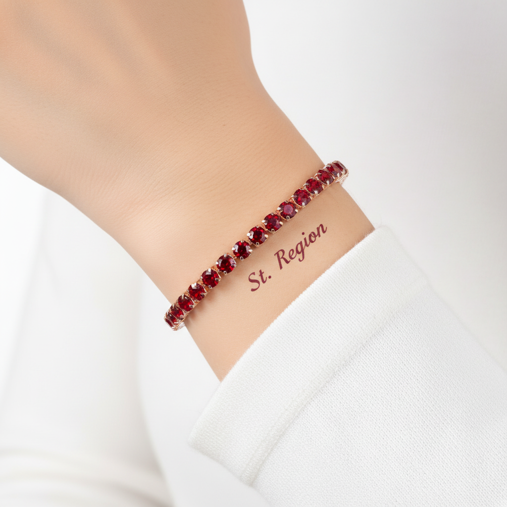 Red Cubic Zirconia & 18K Rose Gold-Plated Adjustable Link Bracelet